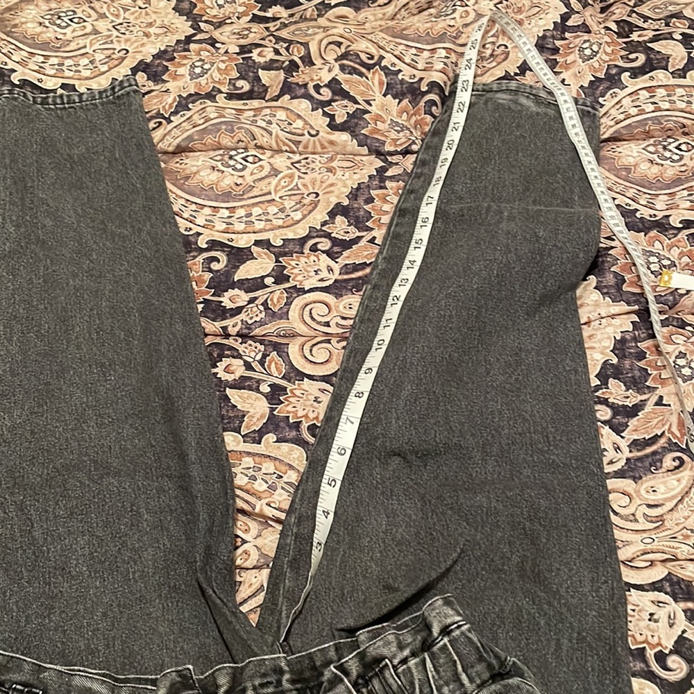 Black grey denim paperbag high waist pant - Picture 11 of 11